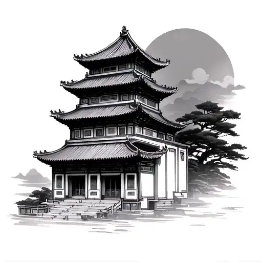 Chinese Building tattoo design idea