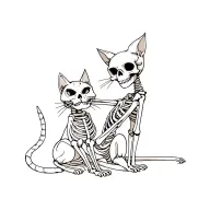 Skeleton Holding orange cat sitting tattoo design idea