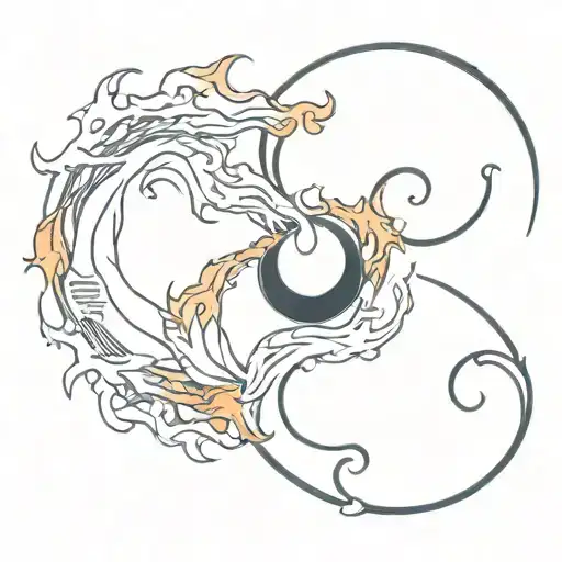 the tattoo with ying yang with fire and water   tattoo design idea