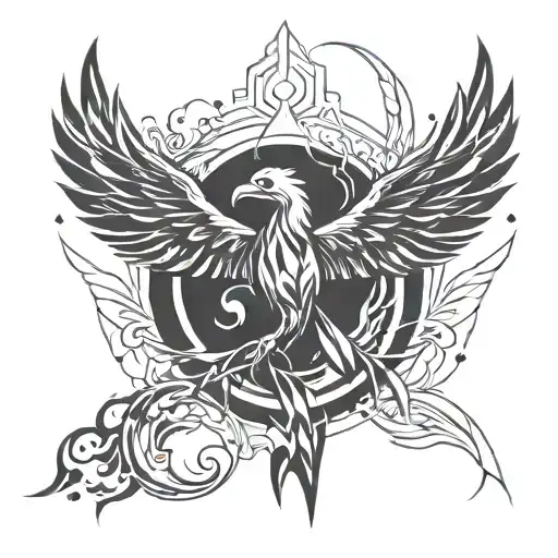 phoenix rising from ashes symbolizing overcoming PTSD tattoo design idea