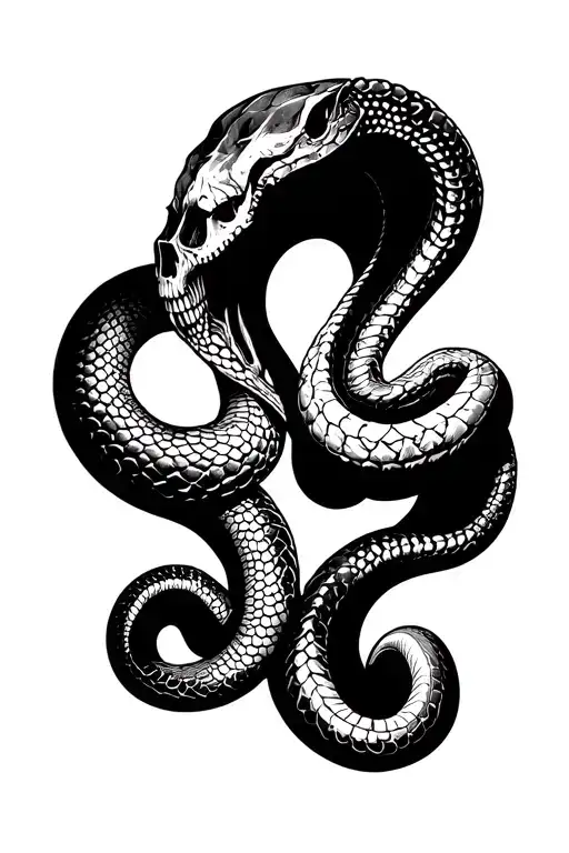 two cobra snake mirrored facing each other skull space in between tattoo design idea