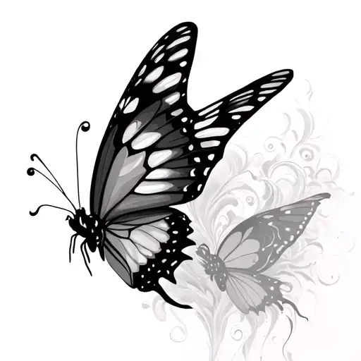 gothic butterfly flying tattoo design idea