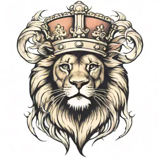 lion with crown and scar piece   tattoo design idea