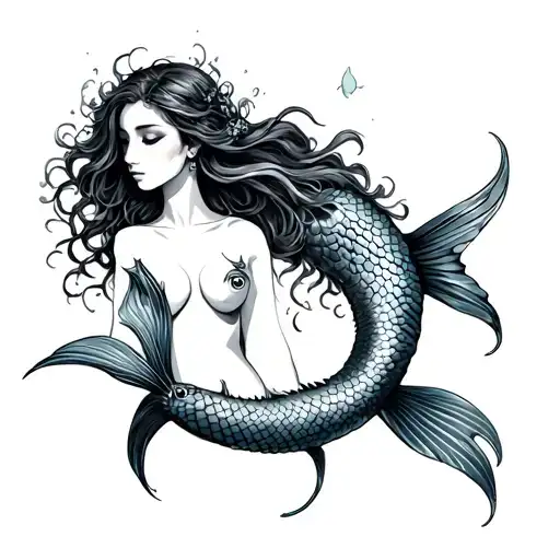 Pisces mermaid tattoo design idea