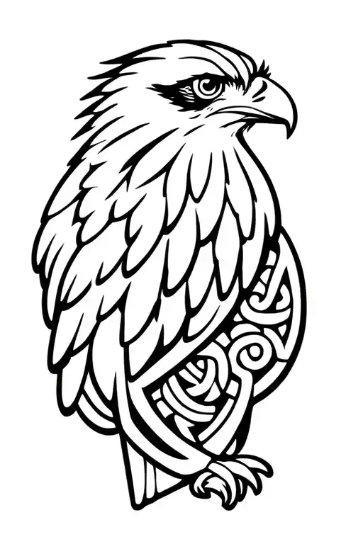 Hawk celtic bird tattoo design idea