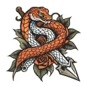 snake around sword tattoo design idea