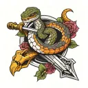 snake around sword tattoo design idea