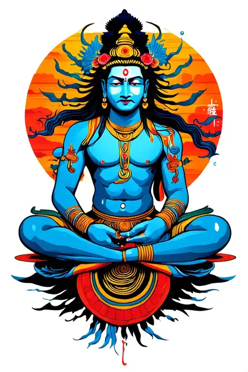 ravana shiva sitting planets tattoo design idea