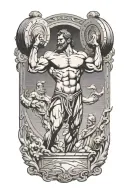 Atlas greek god lifting weights tattoo design idea