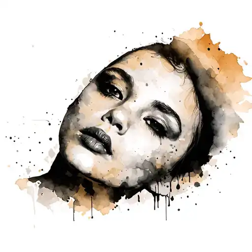 face portrait using Ink black street graffiti art on a textured paper vintage background inspired Banksy tattoo design idea