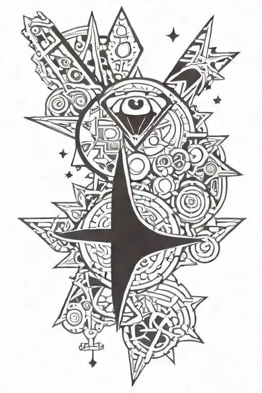 A tattoo design incorporating elements from Mac Miller, The Sims, Starfield, Skyrim, Fallout 76, and Workaholics tattoo design idea