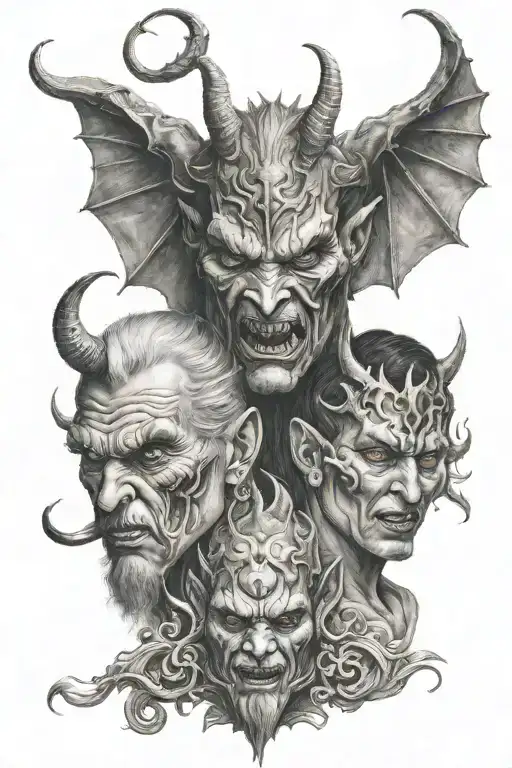half god half devil tattoo design idea