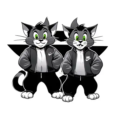 tom and jerry wearing nike tracksuits tattoo design idea