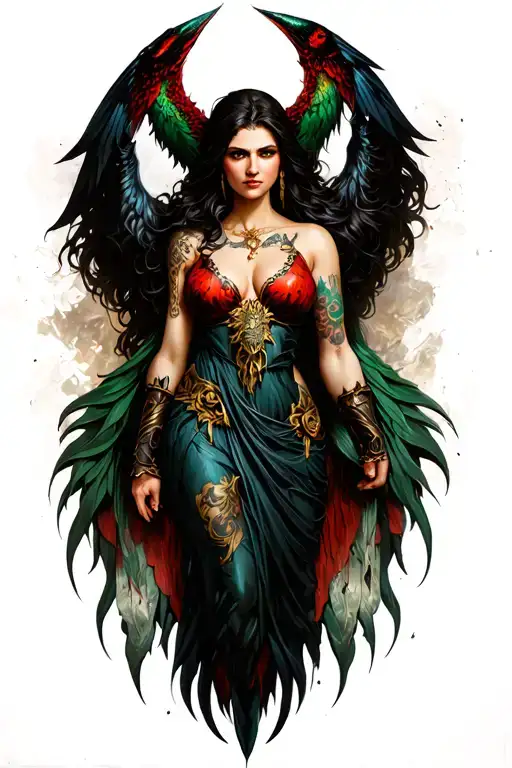 the morrigan Irish goddes tattoo design idea