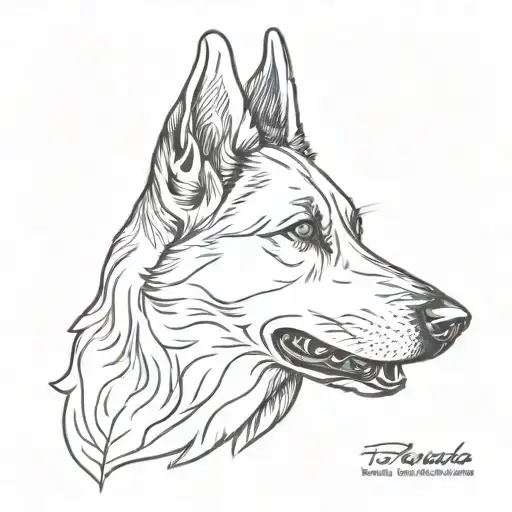 German Sheppard barking dog tattoo design idea