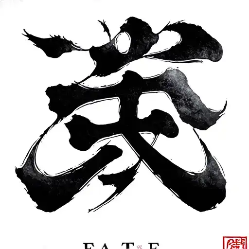 a soulmate tattoo of a Chinese character of The word fate tattoo design idea