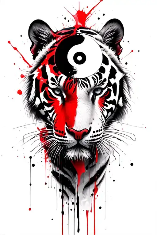 white tiger intertwined yin-yang tattoo design idea