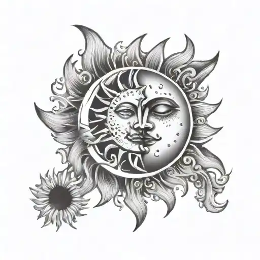 Sun And Moon tattoo design idea
