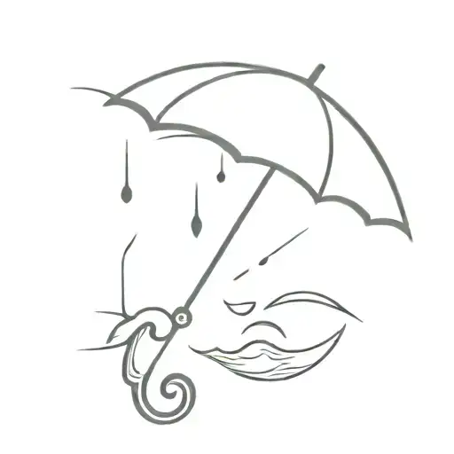 Umbrella and Fishing Pole tattoo design idea