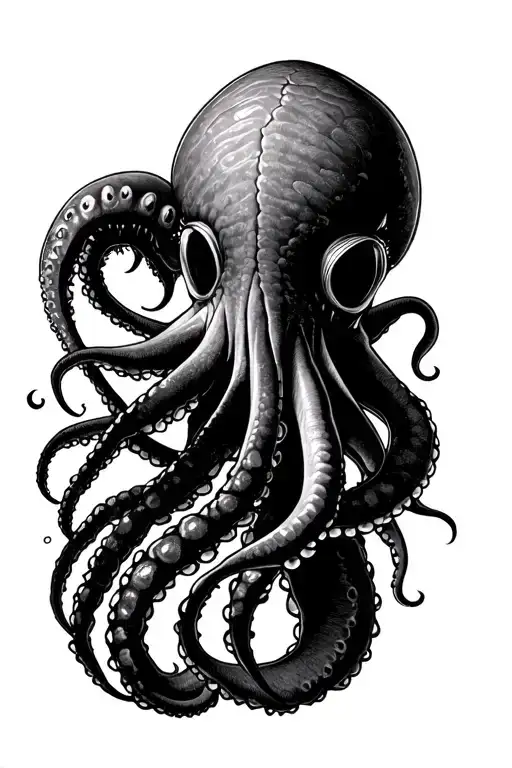terrifying Giant squid tattoo design idea