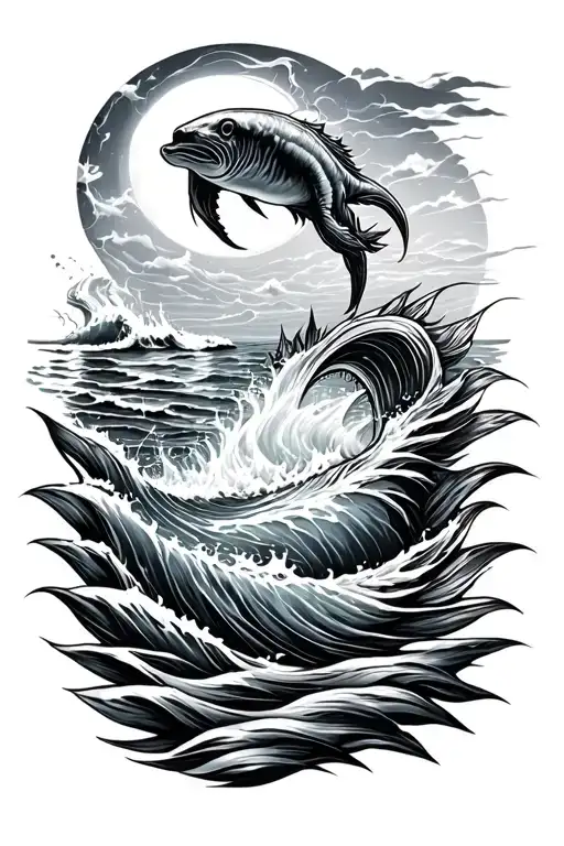 ocean theme arm sleeve tattoo design idea