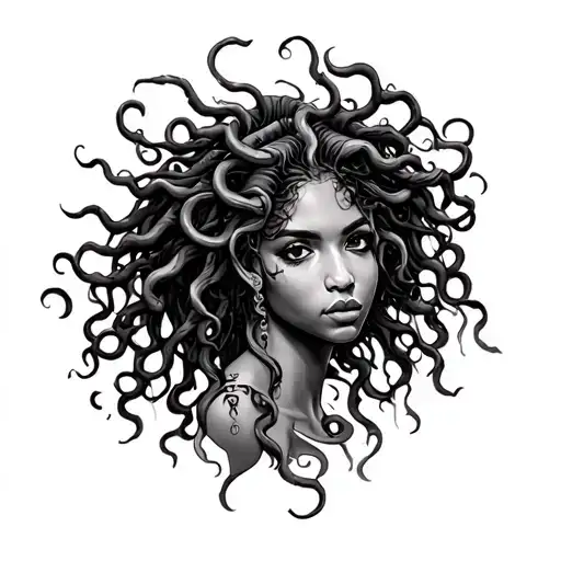 African American Medusa tattoo design idea