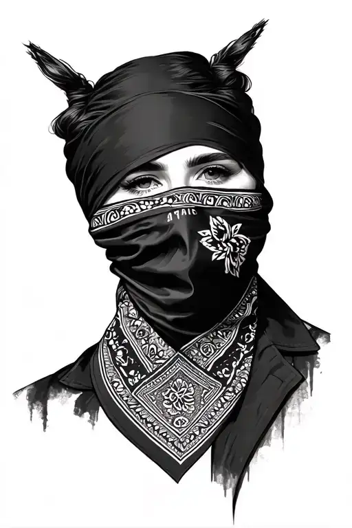 Pen pen made of Bandana Mask Holding tattoo design idea