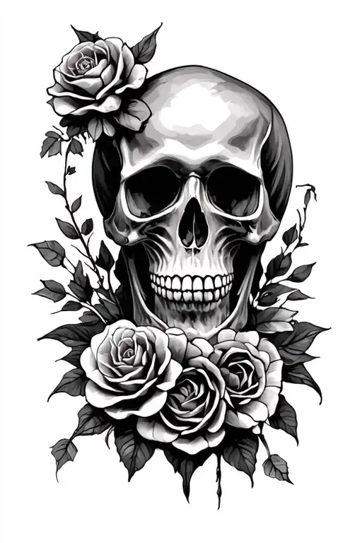 memento mori skull tattoo design idea