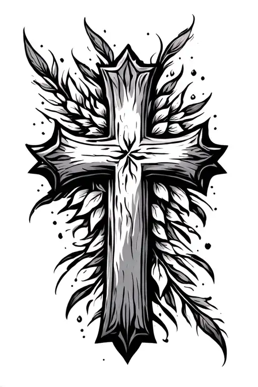 rustic cross tattoo design idea