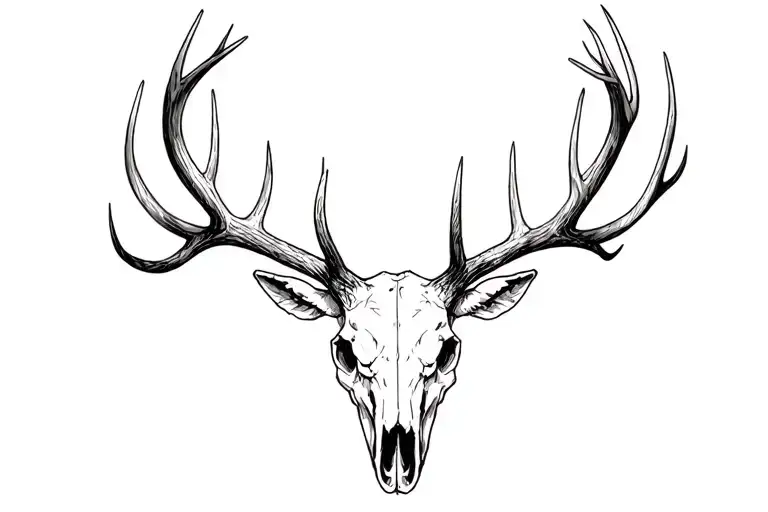 elk skull with antlers tattoo design idea