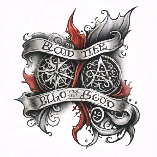 brotherhood tattoo saying "blood ties" or "blood of my blood" tattoo design idea