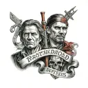 brotherhood tattoo saying "blood ties" or "blood of my blood" tattoo design idea