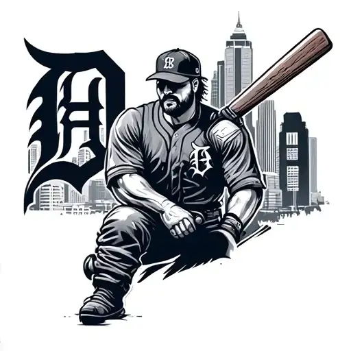 Iron worker downtown detroit tigers tattoo design idea