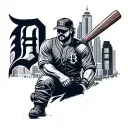 Iron worker downtown detroit tigers tattoo design idea