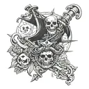 pirate theme forarm half sleeve tattoo design idea
