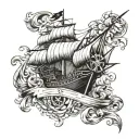 pirate theme forarm half sleeve tattoo design idea
