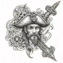 pirate theme forarm half sleeve tattoo design idea