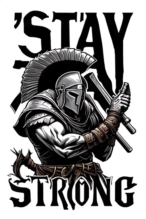 "Stay Strong" Spartan warrior tattoo design idea