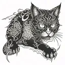 cat demonic japanese torn skin tattoo design idea