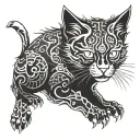 cat demonic japanese torn skin tattoo design idea