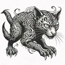 cat demonic japanese torn skin tattoo design idea