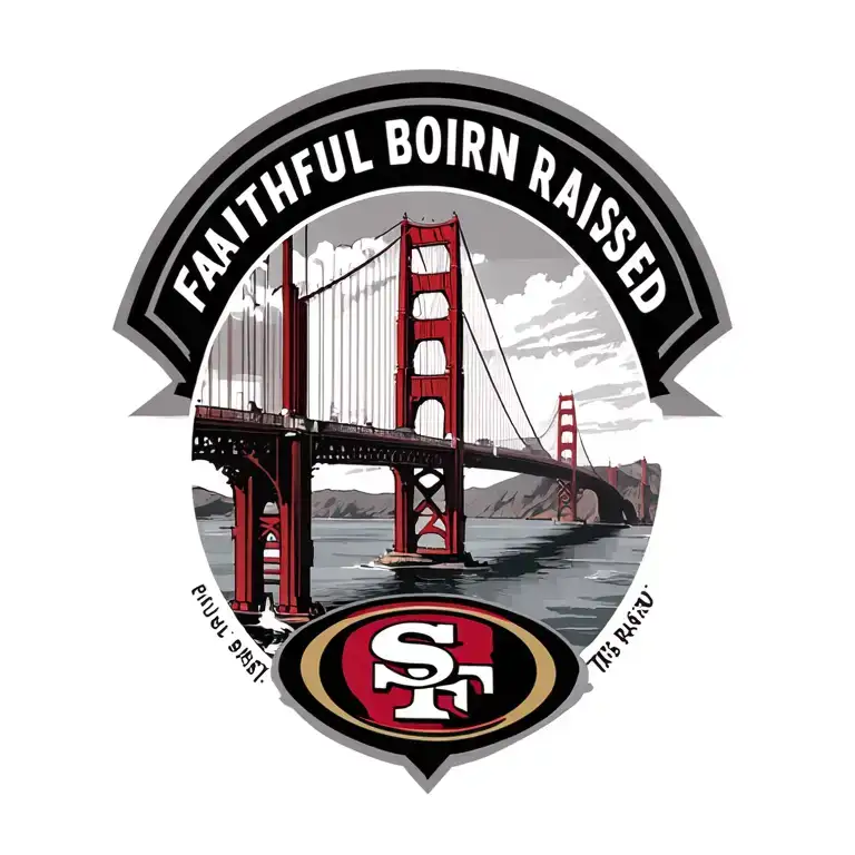 "Faithful Born and Raised " golden gate bridge 49ers tattoo design idea