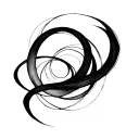 Black circle with curvy overlapping black lines inside tattoo design idea