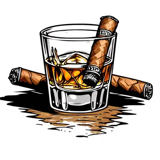 Whiskey And Cigar tattoo design idea