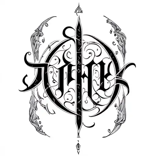 Word Ambigram tattoo with Tara rome themes tattoo design idea