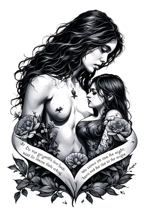 centered around the poem 'do not go gentle into the night', incorporate helping others and leadership into the design tattoo design idea