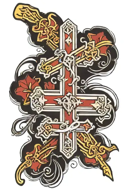three bar cross, VII.XXV.MMXIII, VIII.XXV.MMXVII tattoo design idea
