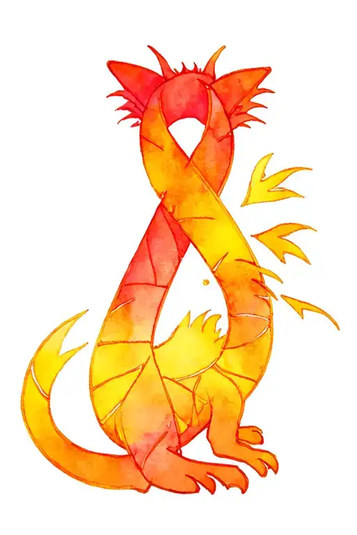 cancer ribbon dragon cat feather puzzle piece morphing tattoo design idea