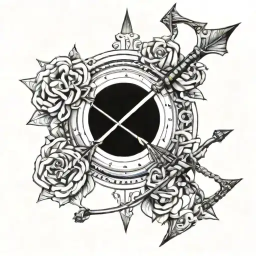 Drawn bow and arrow weapon tattoo design idea