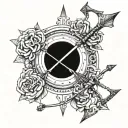 Drawn bow and arrow weapon tattoo design idea